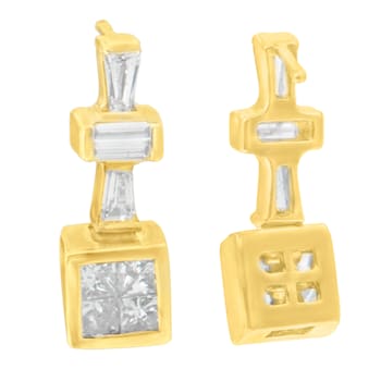 14K Yellow Gold 1/3ctw Diamond Hoop Earrings