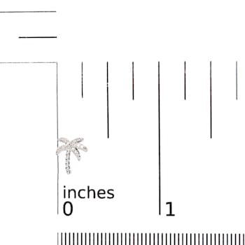 10K White Gold 1/10 Cttw Diamond  Encrusted Palm Tree Stud Earrings (H-I
Color, I1-I2 Clarity)