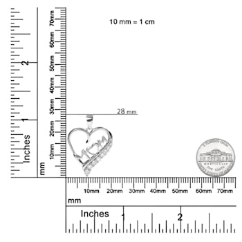 Sterling Silver 1/4 Cttw Diamond  "Mom" and Open Heart
18" Pendant Necklace