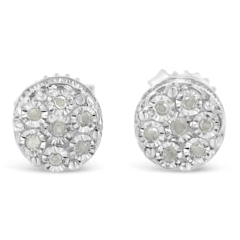 Sterling Silver Diamond Cluster Stud Earrings .15ctw