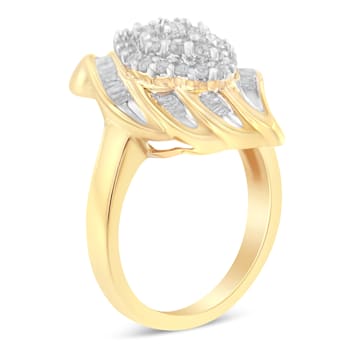 10K Yellow Gold Diamond Cocktail Ring (3/4 Cttw, I-J Color, I2-I3 Clarity)