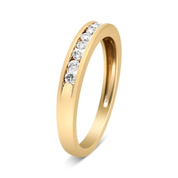 10K Yellow Gold Over Sterling Silver 1/4ctw Round Diamond Wedding Ring
(K-L Color, I1-I2 Clarity)
