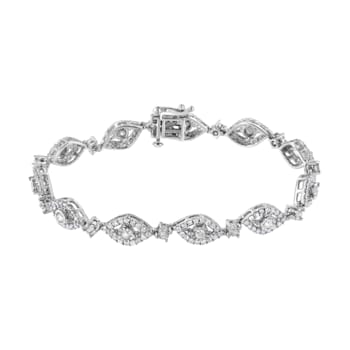 Sterling Silver 2.50ctw Diamond Pear Shaped and Bezel Link Bracelet