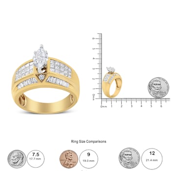 14K Yellow and White Gold 1 3/4ctw Mixed Shape Diamond Ring (H-I Color,
SI1-SI2 Clarity)