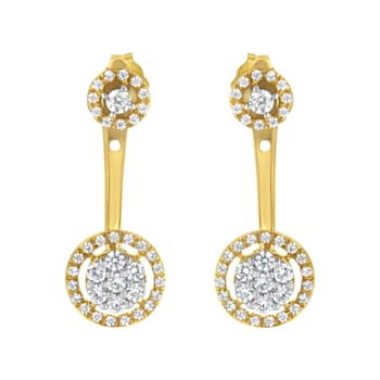 14K Yellow Gold Over Sterling Silver 5/8ctw Diamond Removable Stud and
Dangle Earrings