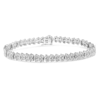 Sterling Silver 1.0ctw Chevron 2 Stone Arrow Link Tennis Bracelet