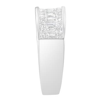 14K White Gold Princess and Baguette-cut Diamond Ring (1.0 Cttw, H-I
Color, VS2-SI1 Clarity)