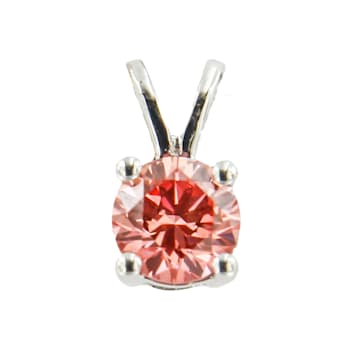 10K White Gold 1/4ctw Round Lab Grown Pink Diamond Solitaire Pendant
w\chain(VS2-SI1 Clarity) 18"