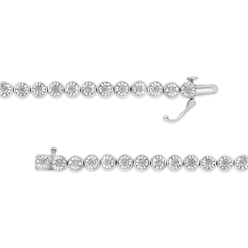 Rhodium Over Sterling Silver 1.0 Cttw Diamond Tennis Bracelet (I-J, I3)