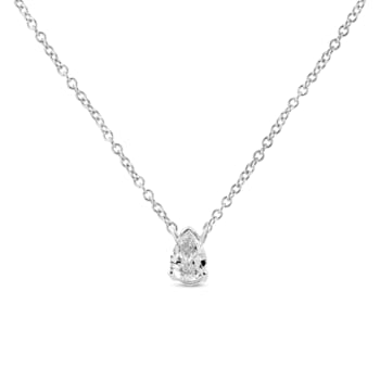 14K White Gold 1/5ctw Pear Shape Solitaire Diamond 18" Necklace
(G-H Color, VS2-SI1 Clarity)