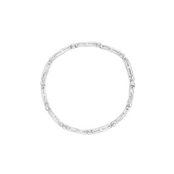 14K White Gold 1-1/2ctw Round and Baguette Diamond Bezel and Tapered
Link 7" Tennis Bracelet