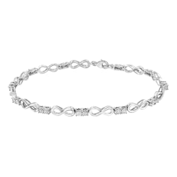 Sterling Silver .25ctw Miracle Set Diamond Infinity Link Bracelet
