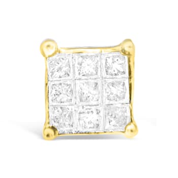 10K Yellow Gold Princess-cut Diamond Earrings 0.25ctw