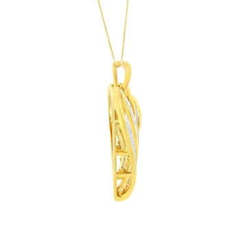 14K Yellow Gold Over Sterling Silver 3/4ctw Mixed Cut Diamond Open Heart
18" Pendant w\chain
