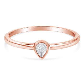 14K Rose Gold Over Sterling Silver 1/20ctw Diamond Miracle Set Ring (J-K
Color, I1-I2 Clarity)