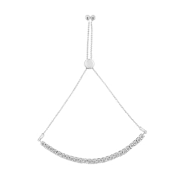 Rhodium Over Sterling Silver 1/4ct. TDW Diamond Bolo Bracelet
