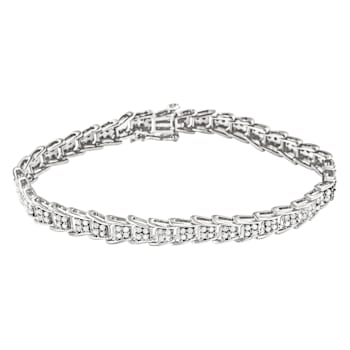10K White Gold 2.0ctw Diamond Fan-Shaped Link Tennis Bracelet