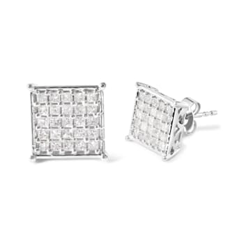 10K White Gold 3/4 Cttw Princess Diamond Composite Stud Earrings (I-J
Color, I1-I2 Clarity)