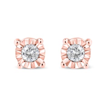 0.10ctw Round Brilliant-Cut Diamond 10K Rose Gold Over Sterling Silver
Stud Earrings