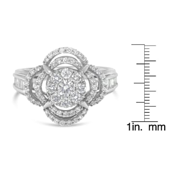 14K White Gold 1.0ctw Mixed Cut Diamond Floral Cluster Ring (H-I Color,
SI2-I1 Clarity)