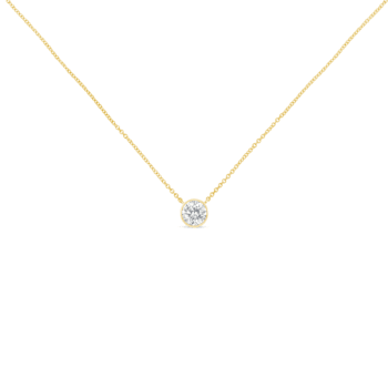 0.10ctw Diamond Bezel Set Solitaire 10K Yellow Gold Necklace (H-I, SI2-I1)