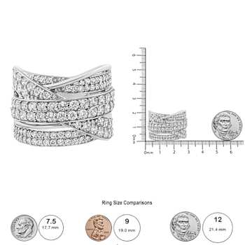 Sterling Silver 2.0ctw Round Diamond  Bypass Band Ring (I-J Color, I2-I3 Clarity)