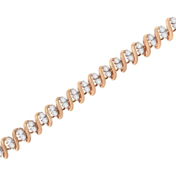 14K Rose Gold Over Sterling Silver 2.0ctw Diamond S Link Tennis Bracelet