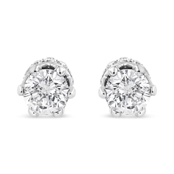 2.00ctw Round 14K White Gold Prong-Set Diamond Crown Stud Earring