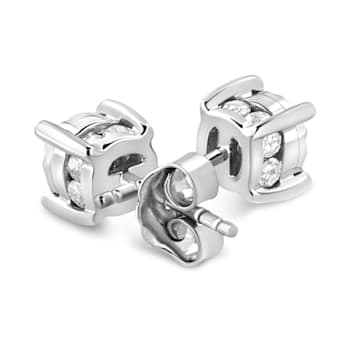 Sterling Silver 1.0ctw Round Brilliant-Cut Diamond Miracle-Set Solitaire
Stud Earrings