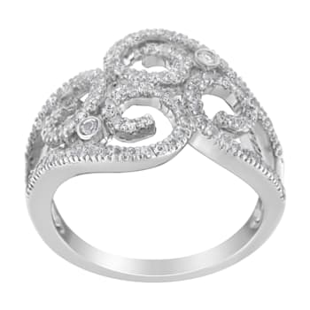 14K White Gold Round Cut Diamond Cluster Ring (1/2 cttw, SI1-SI2
Clarity, H-I Color)