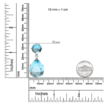 18K White Gold Pear Cut Blue Topaz and Round Blue Topaz with Diamond
Accent Dangle Drop Pendant