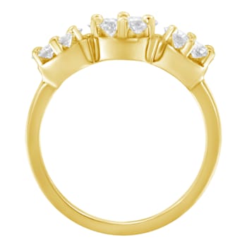 14K Yellow Gold 1-1/4ctw Diamond Three Round Floral Cluster Ring (H-I
Color, SI2-I1 Clarity)