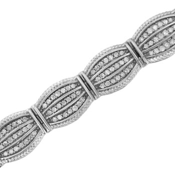 Sterling Silver 3.0ctw Prong Set Diamond Art Deco Style Tennis Bracelet
(I-J Color, I2-I3 Clarity)
