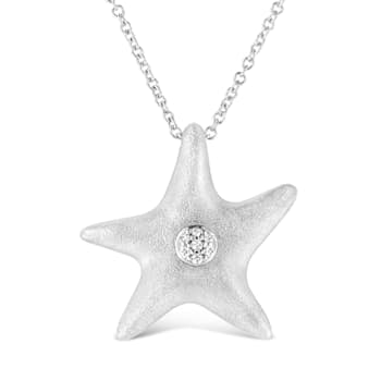 .925 Sterling Silver Prong-Set Diamond Accent Starfish Pendant Necklace
- Size 18"