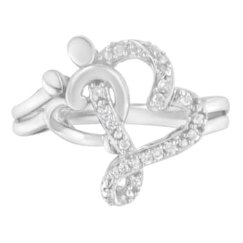 Sterling Silver Diamond Heart and Music Note Ring (1/10 Cttw, H-I Color,
I3 Clarity)