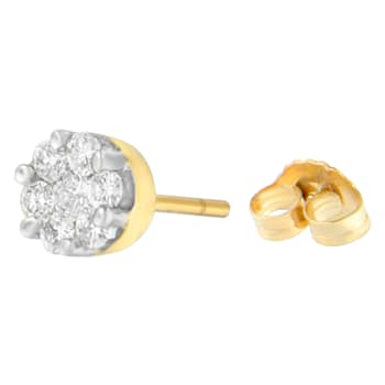 14K Yellow Gold 3/4ctw Round Cut Diamond Stud Earrings