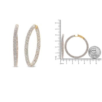 18K Rose Gold 6.90ctw Pave Set Diamond Inside Out Eternity Hoop Earrings