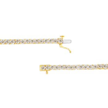 14K Yellow Gold Over Sterling Silver 3.0ctw Miracle-Set Diamond Tennis Bracelet