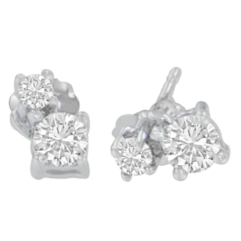 14K White Gold 1/2ctw Round Cut Diamond Earrings