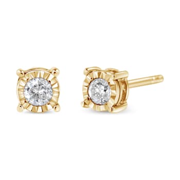 0.20ctw Round Near Colorless Diamond 10K Yellow Gold Over Sterling
Silver Stud Earrings