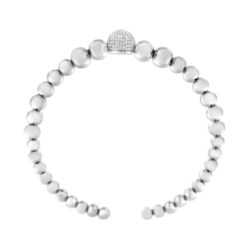 Sterling Silver 1/6 Carat TDW Diamond Ball Bead Bangle Bracelet (I-J,
I2-I3) - 7"