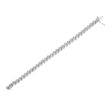 Sterling Silver 2.0ctw Round-Cut Diamond "S" Link Bracelet