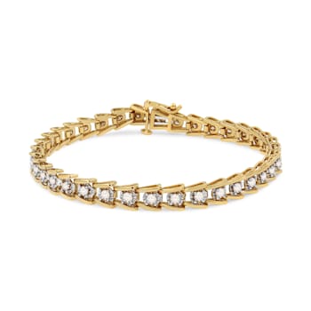 14K Yellow Gold Over Sterling Silver 2.0ctw Miracle Set Diamond Wave
Link Bracelet