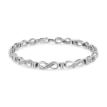 0.16ctw Diamond Accent Infinity Sterling Silver Tennis Bracelet