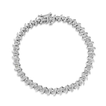 Sterling Silver .25ctw Diamond Miracle-Set "S" Link Tennis Bracelet