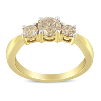 10K Yellow Gold Three Stone Diamond Band Ring (1.00 cttw, J-K Color,
I2-I3 Clarity)