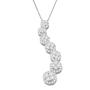 10K White Gold Round Diamond Journey Circle Pendant w\chain (1.0ctw, H-I
Color, I1-I2 Clarity)