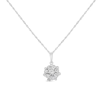 0.25ctw Diamond Floral Cluster Sterling Silver Necklace