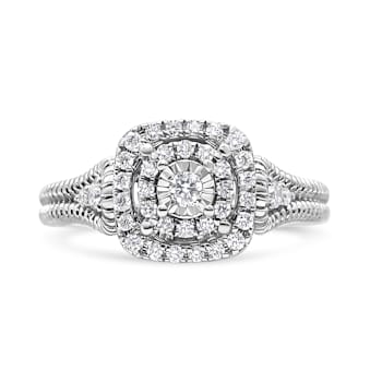0.33ctw Miracle-Set Round Diamond Sterling Silver Ring