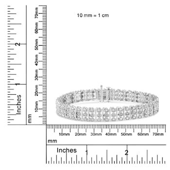 1.00ctw White Diamond Multi-Row Heart Sterling Silver Tennis Bracelet